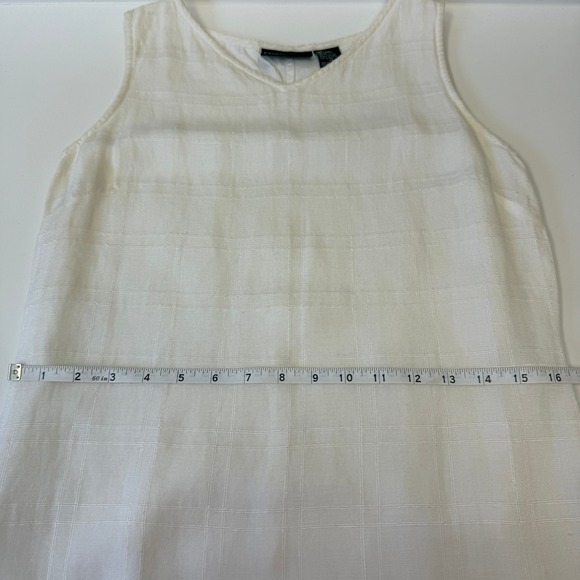Style & Co White Textured Linen Blend V Neck Sleeveless Midi Dress Size 4P - Picture 8 of 9